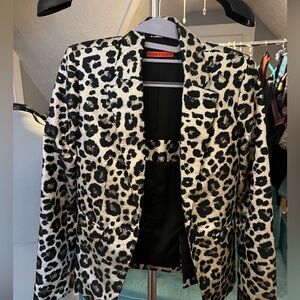 Alice + Olivia Black and White Animal Print Blazer